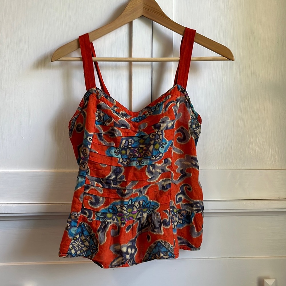 American Eagle woven batik top with adjustable straps, size S